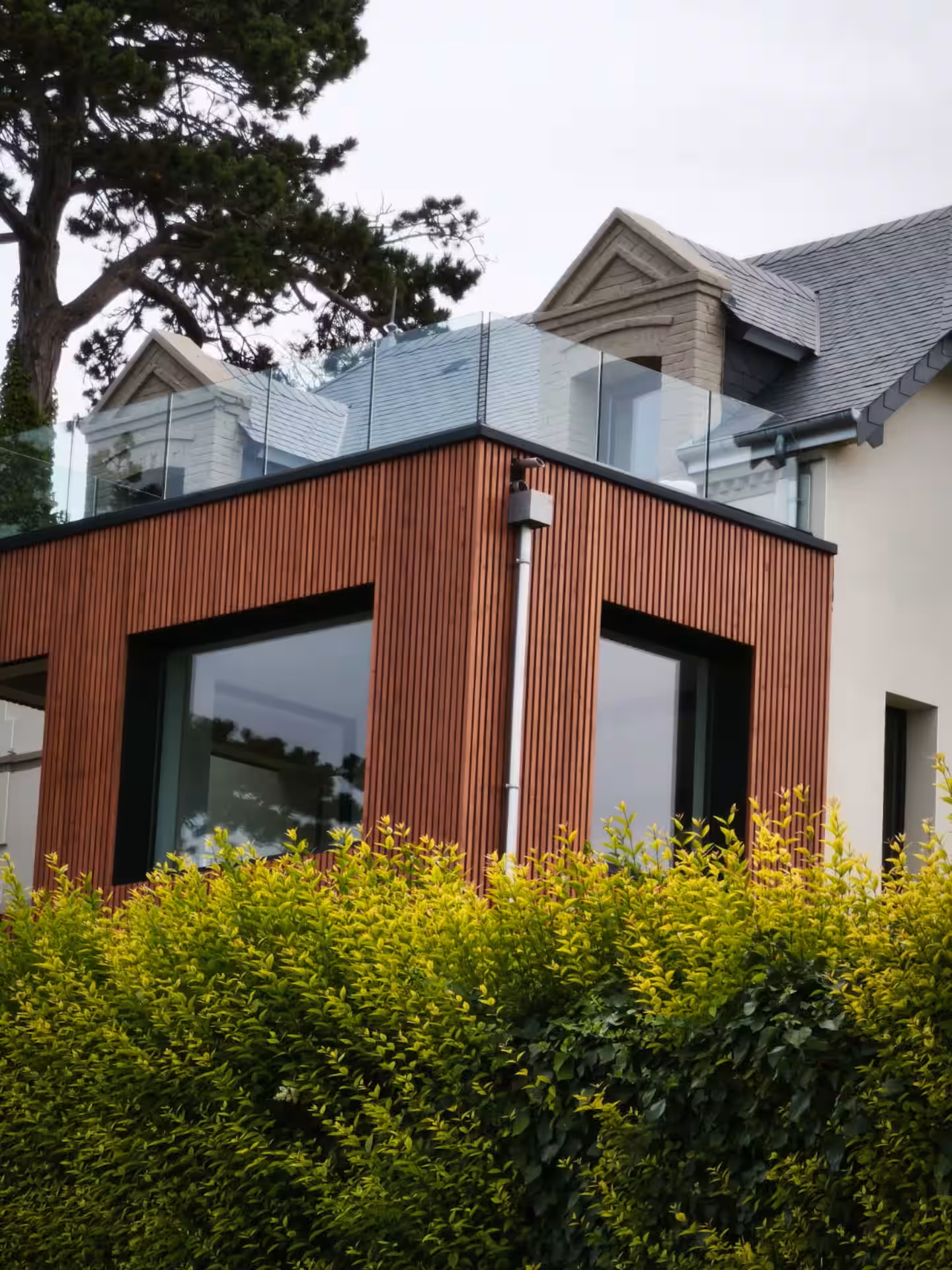 Extension contemporaine habillée de bois