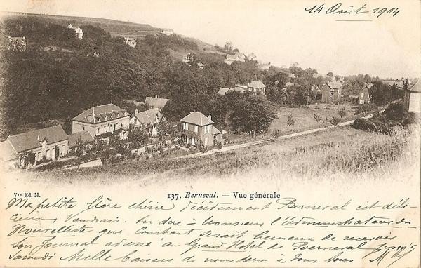 Carte postale ancienne de 1904, vue générale de Berneval